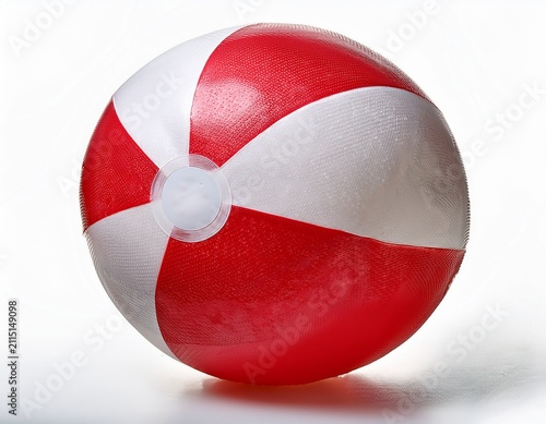 a vibrant beach ball in red and white perfect for summer fun and leisure activities isolated on a white background