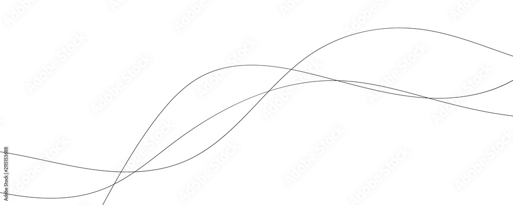 Fototapeta premium Minimalist black outline wave lines vector background
