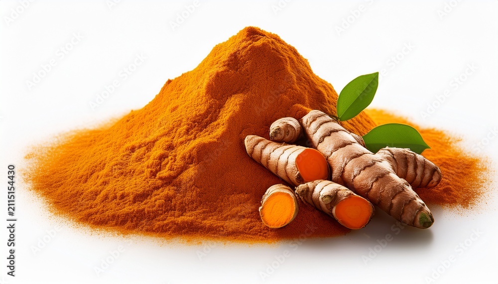 Naklejka premium Turmeric On White Background