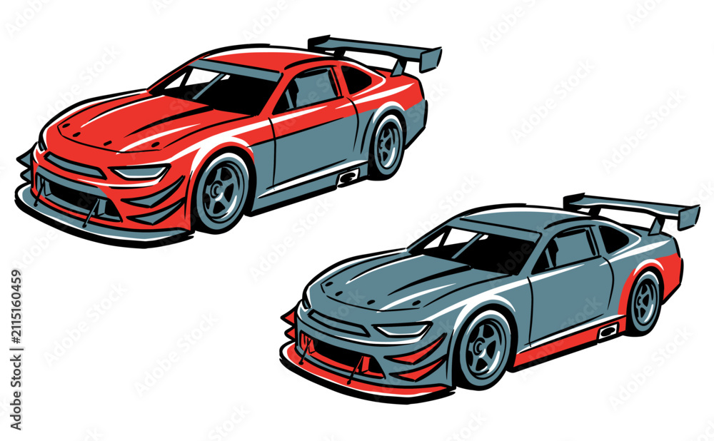Fototapeta premium Car print design for t shirt print, poster, sticker and other uses. Legend race. Road speed graphic print. Extreme racing. Full speed racing club