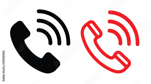 Obraz na płótnie Telephone Receiver With Signal Waves Flat Icon Set