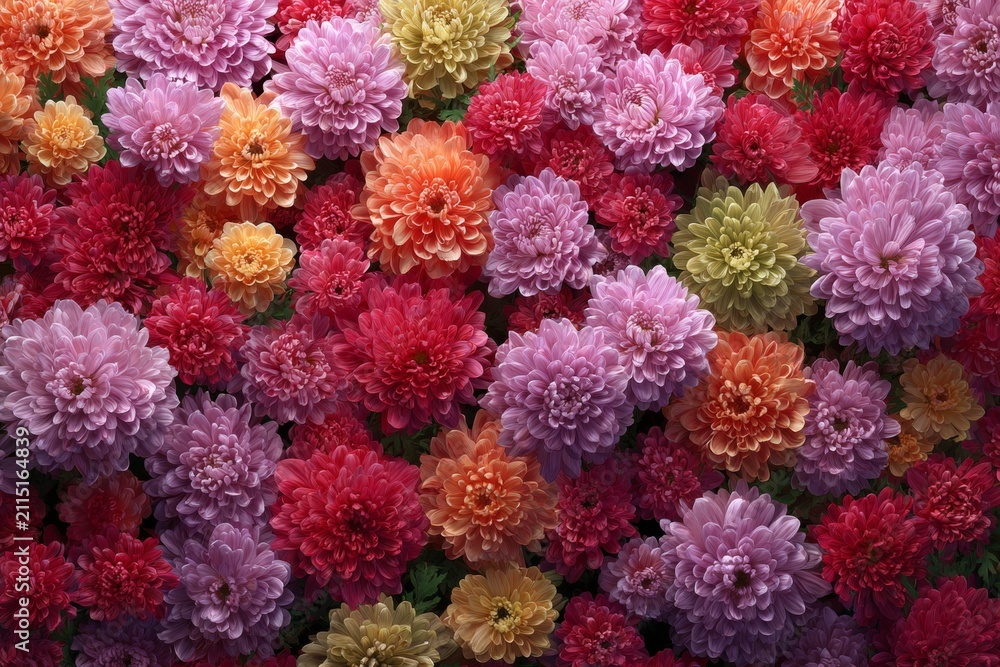 Fototapeta premium Vibrant floral symphony: a romantic bridal backdrop. High resolu