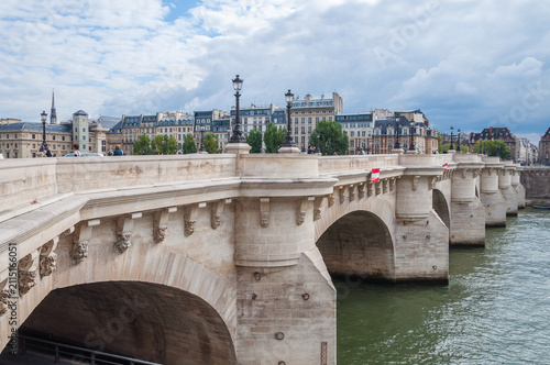 Historic Stone Bridge Across the Seine River in Paris