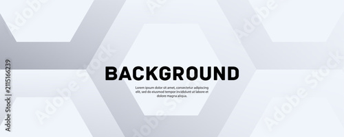 Obraz na plátně Large gray hexagon shape background template with bold headline centered inside,