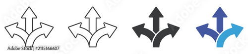 Fotografie Set of diverse directional arrow icons showing multiple paths and diverging choi