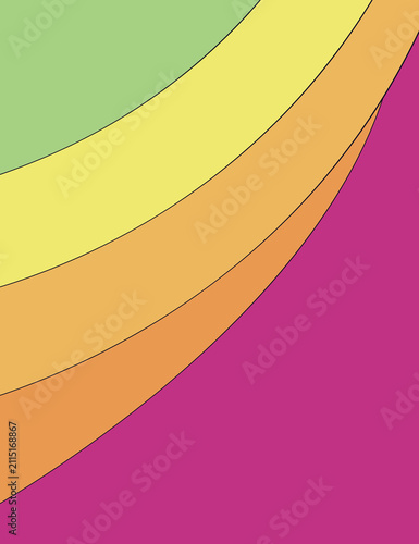 Abstract curved wave background with colorful layered geometric shapes, modern cover poster design, minimal vector illustration