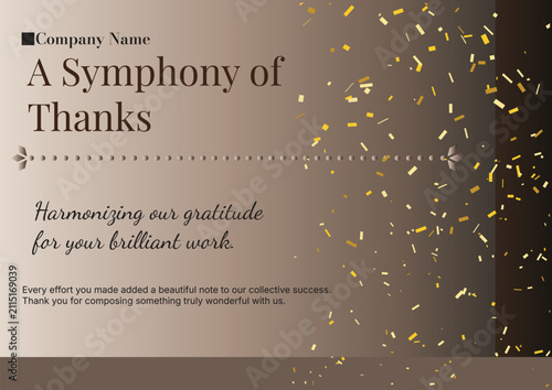 Bild auf Leinwand A Symphony of Thanks Card Vector Template with Gold Confetti and Neutral Taupe G