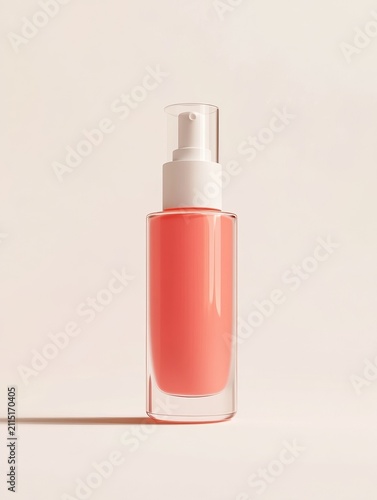Coral Kiss Cosmetic Bottle Mockup Isolated on White Background Warm Coral Pink Beauty Branding Color Trend Concept