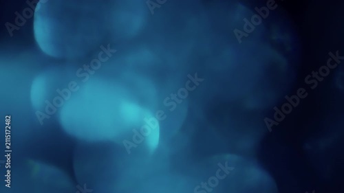 Cold blue bokeh light effects flickering as a background or overlay on a dark backdrop
