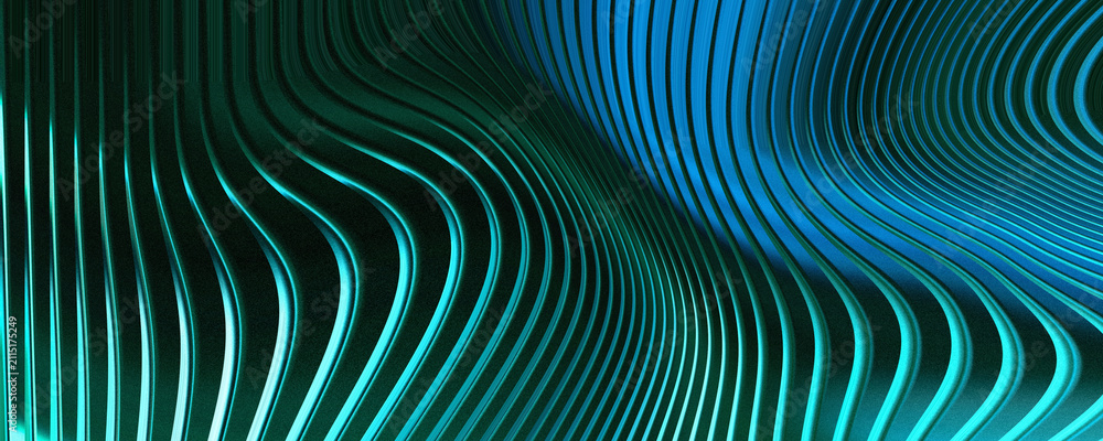 Fototapeta premium Abstract 3d background with flowing blue and green metallic lines