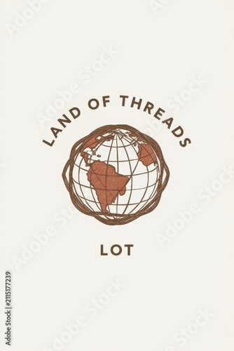 A stylized vintage logo depicting a globe surrounded by lines and the words.
