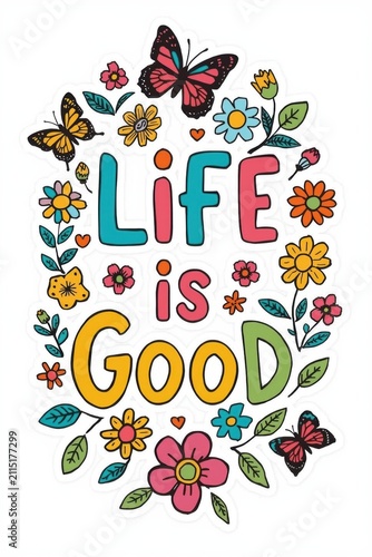 A sticker with a motivating English inscription 