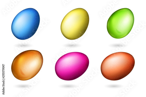 Colorful Easter eggs for holiday design elements on transparent background