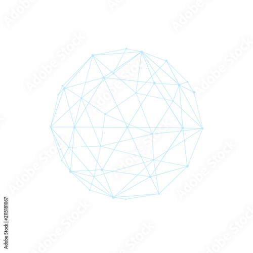 Geometric shape with connected lines and points forming a network structure on white background transparent background