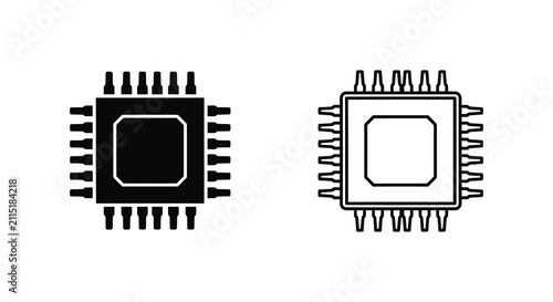 Foto Microchip vector icons silhouette chip electronics circuit