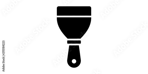 Black putty knife icon for construction and renovation work isolated on a white background Vector, illustration