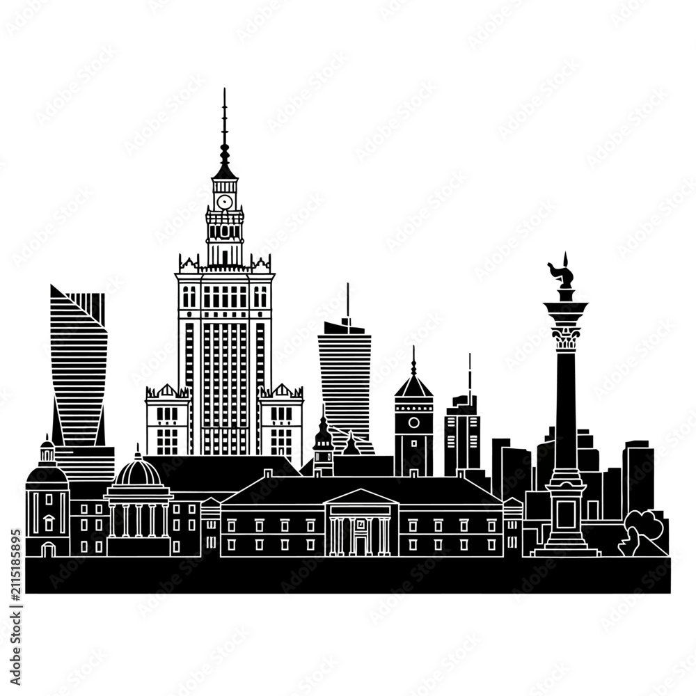 Obraz premium Modern and Historic City Skyline Silhouette