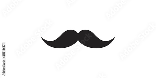 Cuadro en lienzo Classic black handlebar mustache icon for facial hair grooming barbershop masculine style accessory symbol isolated graphic element on transparent background