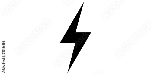 Canvastavla Lightning bolt vector black icon, transparent background