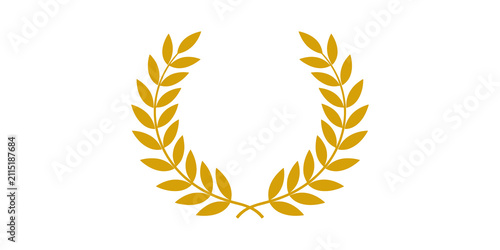 Картината върху платно Gold laurel wreath branch icon isolated on transparent background