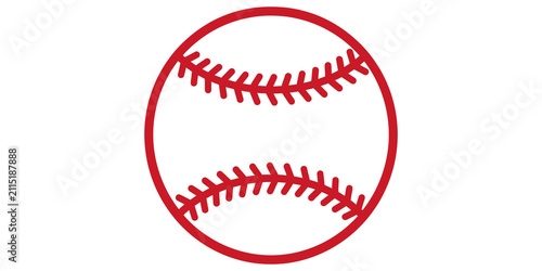 Canvas Print Professional baseball illustration featuring classic red stitching on white circular border