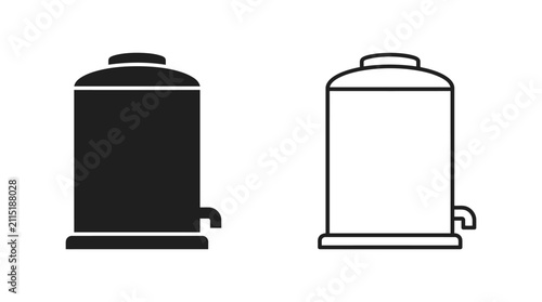 Foto Trash Can Silhouette With Pedal Black And White Line Art