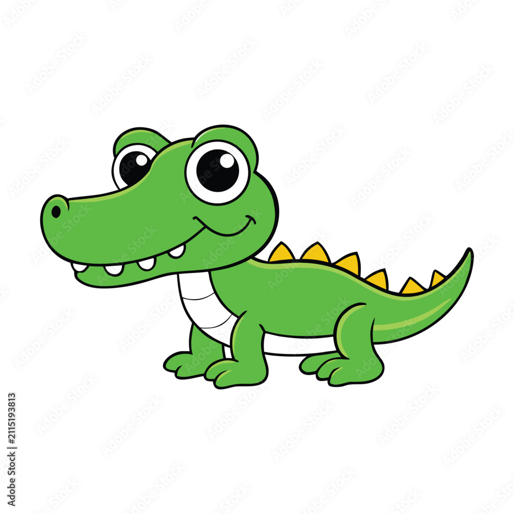 Fototapeta premium Adorable Cartoon Crocodile Showing Joy