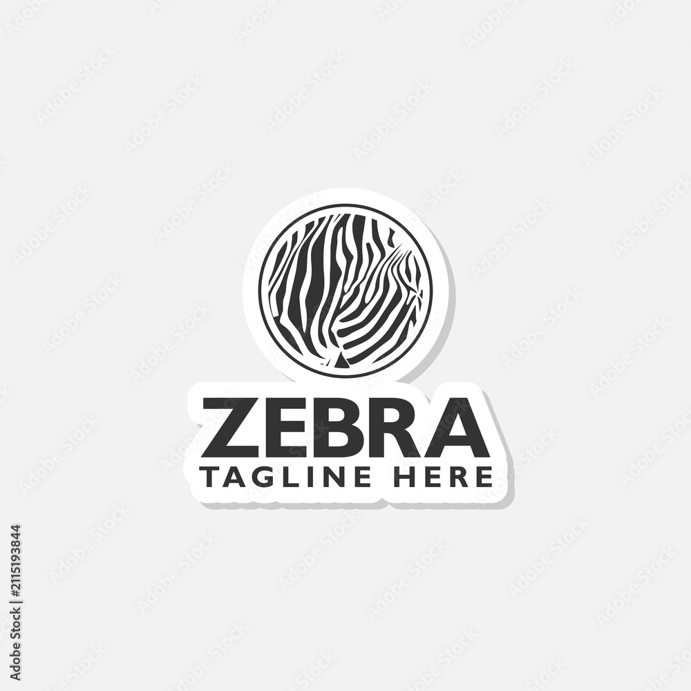 Obraz premium Zebra logo sticker isolated on gray background