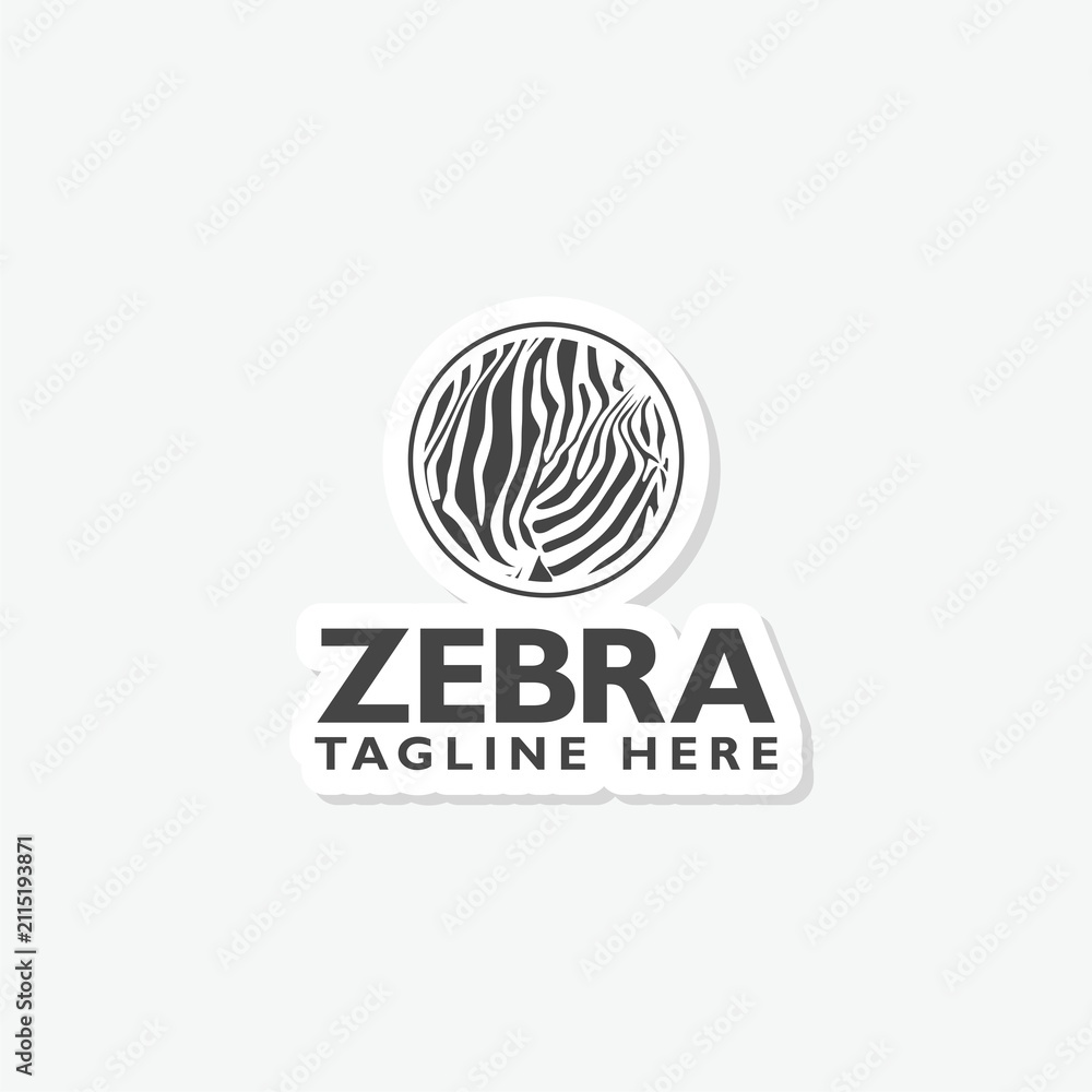 Obraz premium Zebra logo sticker isolated on gray background