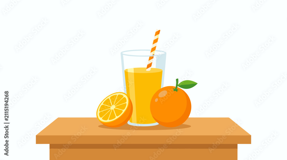 Obraz premium Orange juice glass with citrus fruit on table in bright refreshment scene, juice, orange, glass, citrus, drink, fruit, beverage,