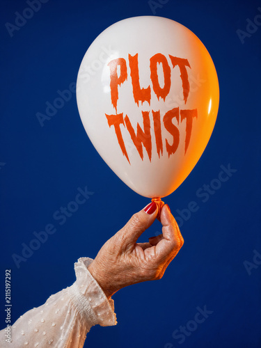 White balloon with bold 