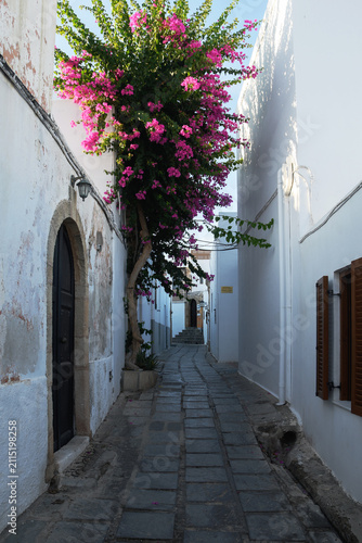 Quadro su tela white buildings in Lindos, an archeological site, a fishing village and a former