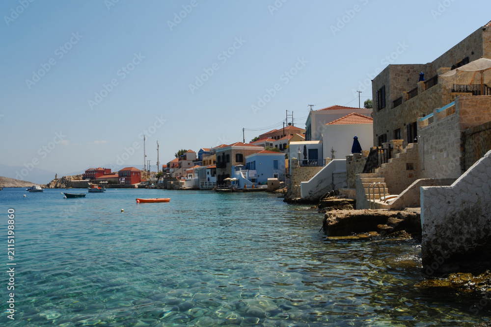 Obraz premium architecture typical of the Dodecanese islands, found on the island of Halki (Dodecanese archipelago, Greece)
