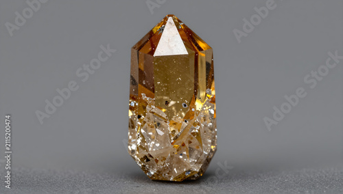 Translucent amber anglesite crystal specimen with sharp termination