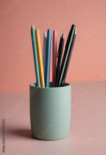 Colorful pens and pencils i...