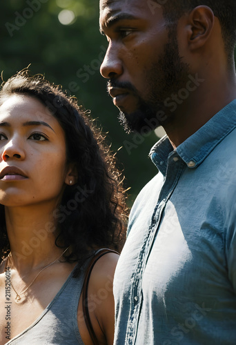 Young diverse couple lookin...
