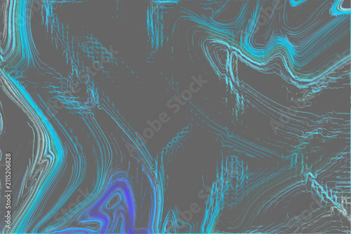 Abstract liquid marble background with flowing blue and purple waves on a dark grey surface