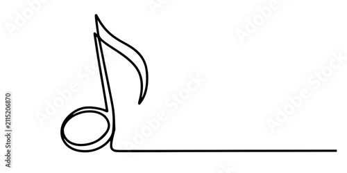 Canvas Print Continuous single line drawing of a musical note symbol in black ink showing a c