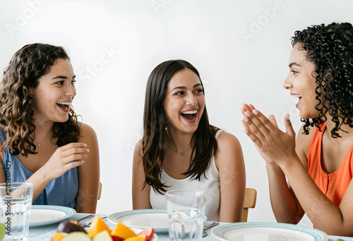 Three young women laughing ...