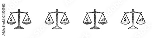 Sketch monochrome accountant logo design set