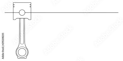 Foto Black and white line art illustration of a car engine piston with a connecting r