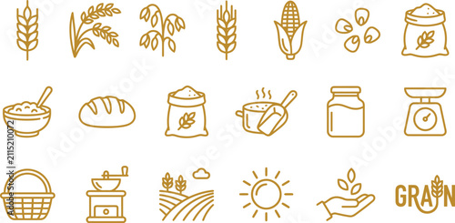 Obraz na plátně Agriculture and grain icon set