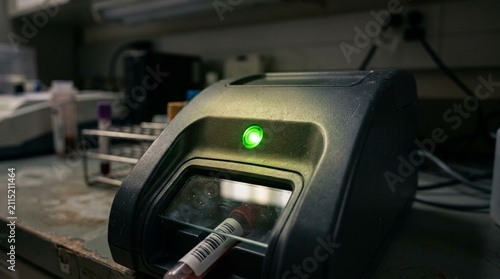 Handoff scanner beep light glowing green after a successful specimen check-in
