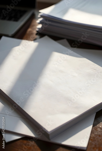 Stack of blank white paper ...