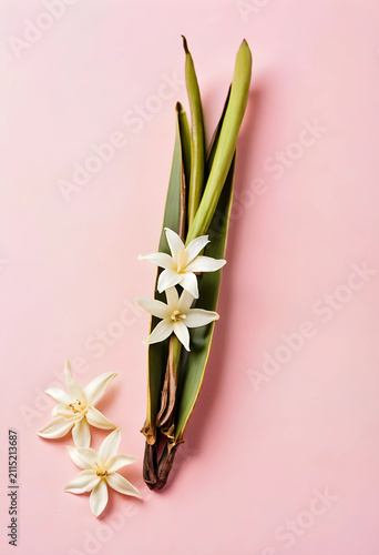 Vanilla pods with fresh whi...