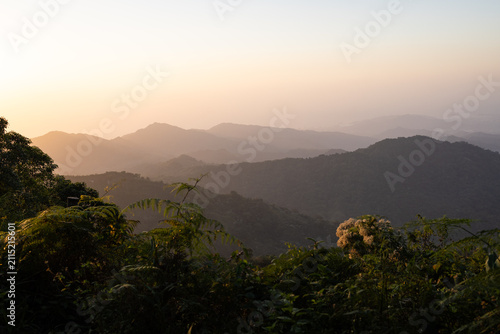 Sunset over the Mountain Ridges of the Sierra Nevada in Minca, Colombia