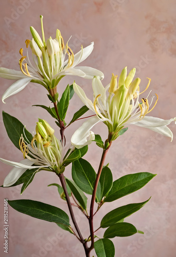 White honeysuckle flowers w...