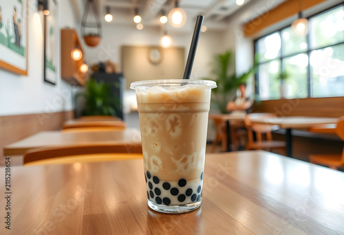 Iced bubble tea with tapioc...