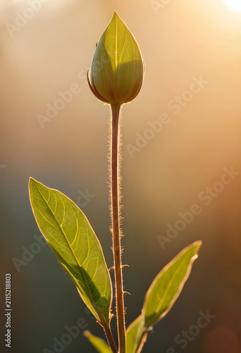 Green plant bud with leaves...