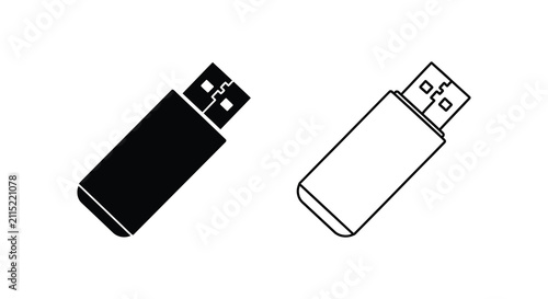 two usb drives silhouette drive flash memory